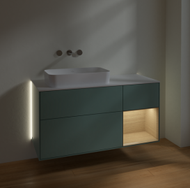 Тумба под раковину Villeroy & Boch Finion 120х50,1 см с подсветкой МДФ оливковый матовый лак/стекло белое матовое G691PCGM