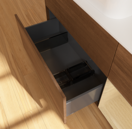 Тумба под раковину Villeroy & Boch Finion 120х50,1 см с подсветкой МДФ шпон грецкого ореха/стекло белое матовое G691PCGN