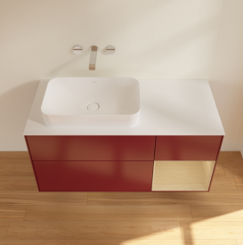 Тумба под раковину Villeroy & Boch Finion 120х50,1 см с подсветкой МДФ пион матовый лак/стекло белое матовое G691PCHB