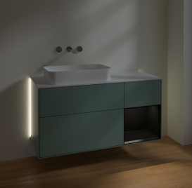 Тумба под раковину Villeroy & Boch Finion 120х50,1 см с подсветкой МДФ оливковый матовый лак/стекло белое матовое G691PDGM