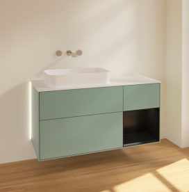 Тумба под раковину Villeroy & Boch Finion 120х50,1 см с подсветкой МДФ оливковый матовый лак/стекло белое матовое G691PDGM