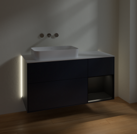 Тумба под раковину Villeroy & Boch Finion 120х50,1 см с подсветкой МДФ темно-синий матовый лак/стекло белое матовое G691PDHG