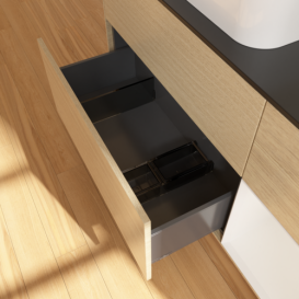 Тумба под раковину Villeroy & Boch Finion 120х50,1 см с подсветкой МДФ шпон дуба/стекло черное матовое G692GFPC