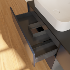 Тумба под раковину Villeroy & Boch Finion 120х50,1 см с подсветкой МДФ темно-синий матовый лак/стекло черное матовое G692GKHG