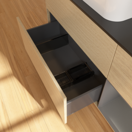 Тумба под раковину Villeroy & Boch Finion 120х50,1 см с подсветкой МДФ шпон дуба/стекло черное матовое G692GKPC