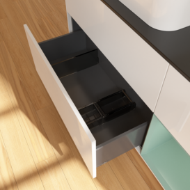 Тумба под раковину Villeroy & Boch Finion 120х50,1 см с подсветкой МДФ глянцевый белый лак/стекло черное матовое G692GMGF