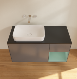 Тумба под раковину Villeroy & Boch Finion 120х50,1 см с подсветкой МДФ антрацит матовый лак/стекло черное матовое G692GMGK