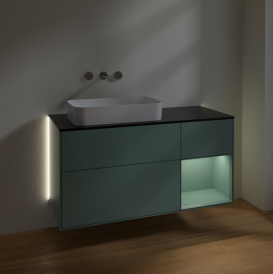 Тумба под раковину Villeroy & Boch Finion 120х50,1 см с подсветкой МДФ оливковый матовый лак/стекло черное матовое G692GMGM