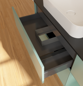 Тумба под раковину Villeroy & Boch Finion 120х50,1 см с подсветкой МДФ оливковый матовый лак/стекло черное матовое G692GMGM