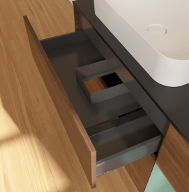 Тумба под раковину Villeroy & Boch Finion 120х50,1 см с подсветкой МДФ шпон грецкого ореха/стекло черное матовое G692GMGN