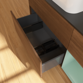 Тумба под раковину Villeroy & Boch Finion 120х50,1 см с подсветкой МДФ шпон грецкого ореха/стекло черное матовое G692GMGN