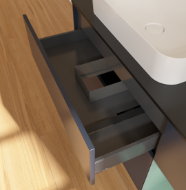 Тумба под раковину Villeroy & Boch Finion 120х50,1 см с подсветкой МДФ темно-синий матовый лак/стекло черное матовое G692GMHG