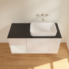 Тумба под раковину Villeroy & Boch Finion 120х50,1 см с подсветкой МДФ глянцевый белый лак/стекло черное матовое G682GFGF