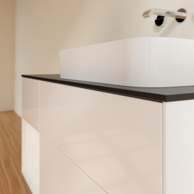 Тумба под раковину Villeroy & Boch Finion 120х50,1 см с подсветкой МДФ глянцевый белый лак/стекло черное матовое G682GFGF