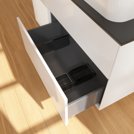 Тумба под раковину Villeroy & Boch Finion 120х50,1 см с подсветкой МДФ глянцевый белый лак/стекло черное матовое G682GFGF