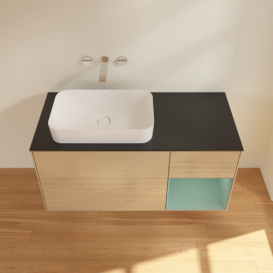 Тумба под раковину Villeroy & Boch Finion 120х50,1 см с подсветкой МДФ шпон дуба/стекло черное матовое G692GMPC