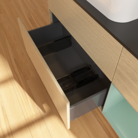 Тумба под раковину Villeroy & Boch Finion 120х50,1 см с подсветкой МДФ шпон дуба/стекло черное матовое G692GMPC