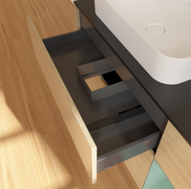 Тумба под раковину Villeroy & Boch Finion 120х50,1 см с подсветкой МДФ шпон дуба/стекло черное матовое G692GMPC