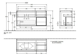 Тумба под раковину Villeroy & Boch Finion 120х50,1 см с подсветкой МДФ шпон дуба/стекло черное матовое G692GMPC