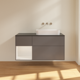 Тумба под раковину Villeroy & Boch Finion 120х50,1 см с подсветкой МДФ антрацит матовый лак/стекло черное матовое G682GFGK