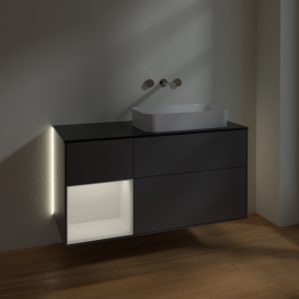 Тумба под раковину Villeroy & Boch Finion 120х50,1 см с подсветкой МДФ антрацит матовый лак/стекло черное матовое G682GFGK