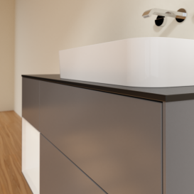 Тумба под раковину Villeroy & Boch Finion 120х50,1 см с подсветкой МДФ антрацит матовый лак/стекло черное матовое G682GFGK