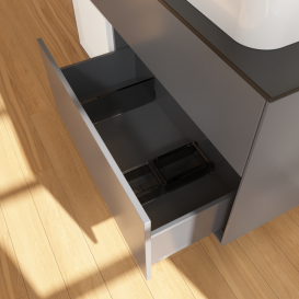 Тумба под раковину Villeroy & Boch Finion 120х50,1 см с подсветкой МДФ антрацит матовый лак/стекло черное матовое G682GFGK