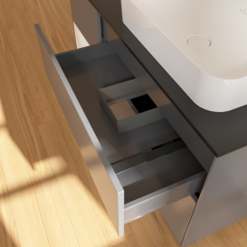 Тумба под раковину Villeroy & Boch Finion 120х50,1 см с подсветкой МДФ антрацит матовый лак/стекло черное матовое G682GFGK