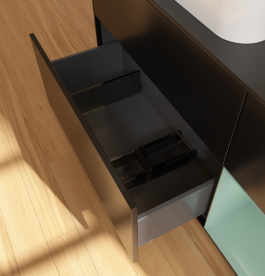 Тумба под раковину Villeroy & Boch Finion 120х50,1 см с подсветкой МДФ черный матовый лак/стекло черное матовое G692GMPD