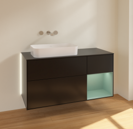 Тумба под раковину Villeroy & Boch Finion 120х50,1 см с подсветкой МДФ черный матовый лак/стекло черное матовое G692GMPD