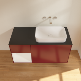 Тумба под раковину Villeroy & Boch Finion 120х50,1 см с подсветкой МДФ пион матовый лак/стекло черное матовое G682GFHB