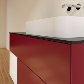 Тумба под раковину Villeroy & Boch Finion 120х50,1 см с подсветкой МДФ пион матовый лак/стекло черное матовое G682GFHB