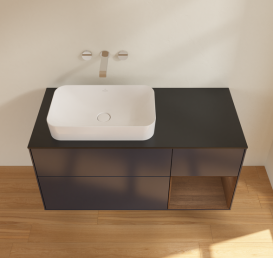 Тумба под раковину Villeroy & Boch Finion 120х50,1 см с подсветкой МДФ темно-синий матовый лак/стекло черное матовое G692GNHG