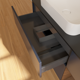 Тумба под раковину Villeroy & Boch Finion 120х50,1 см с подсветкой МДФ темно-синий матовый лак/стекло черное матовое G692GNHG