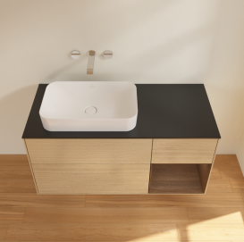 Тумба под раковину Villeroy & Boch Finion 120х50,1 см с подсветкой МДФ шпон дуба/стекло черное матовое G692GNPC