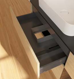 Тумба под раковину Villeroy & Boch Finion 120х50,1 см с подсветкой МДФ шпон дуба/стекло черное матовое G692GNPC