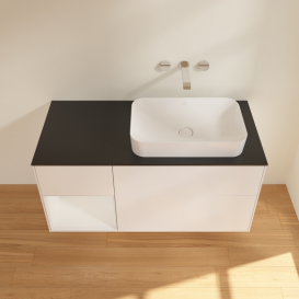 Тумба под раковину Villeroy & Boch Finion 120х50,1 см с подсветкой МДФ белый матовый лак/стекло черное матовое G682GFMT