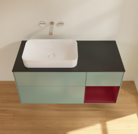 Тумба под раковину Villeroy & Boch Finion 120х50,1 см с подсветкой МДФ оливковый матовый лак/стекло черное матовое G692HBGM