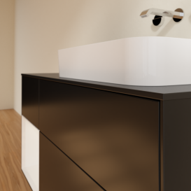 Тумба под раковину Villeroy & Boch Finion 120х50,1 см с подсветкой МДФ черный матовый лак/стекло черное матовое G682GFPD