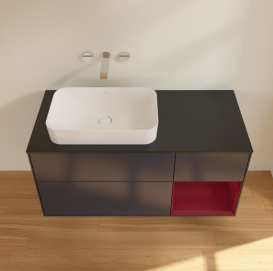 Тумба под раковину Villeroy & Boch Finion 120х50,1 см с подсветкой МДФ темно-синий матовый лак/стекло черное матовое G692HBHG