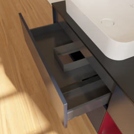 Тумба под раковину Villeroy & Boch Finion 120х50,1 см с подсветкой МДФ темно-синий матовый лак/стекло черное матовое G692HBHG