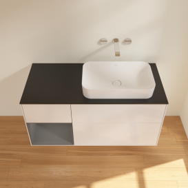 Тумба под раковину Villeroy & Boch Finion 120х50,1 см с подсветкой МДФ глянцевый белый лак/стекло черное матовое G682GKGF