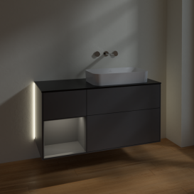 Тумба под раковину Villeroy & Boch Finion 120х50,1 см с подсветкой МДФ антрацит матовый лак/стекло черное матовое G682GKGK