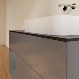 Тумба под раковину Villeroy & Boch Finion 120х50,1 см с подсветкой МДФ антрацит матовый лак/стекло черное матовое G682GKGK