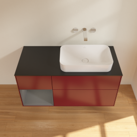 Тумба под раковину Villeroy & Boch Finion 120х50,1 см с подсветкой МДФ пион матовый лак/стекло черное матовое G682GKHB