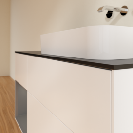 Тумба под раковину Villeroy & Boch Finion 120х50,1 см с подсветкой МДФ белый матовый лак/стекло черное матовое G682GKMT