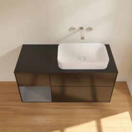 Тумба под раковину Villeroy & Boch Finion 120х50,1 см с подсветкой МДФ черный матовый лак/стекло черное матовое G682GKPD