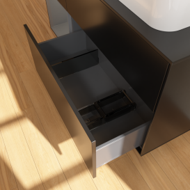 Тумба под раковину Villeroy & Boch Finion 120х50,1 см с подсветкой МДФ черный матовый лак/стекло черное матовое G682GKPD