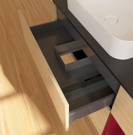 Тумба під раковину Villeroy & Boch Finion 120х50,1 см із підсвічуванням МДФ шпон дуба/скло чорне матове G692HBPC