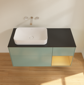 Тумба под раковину Villeroy & Boch Finion 120х50,1 см с подсветкой МДФ оливковый матовый лак/стекло черное матовое G692HFGM